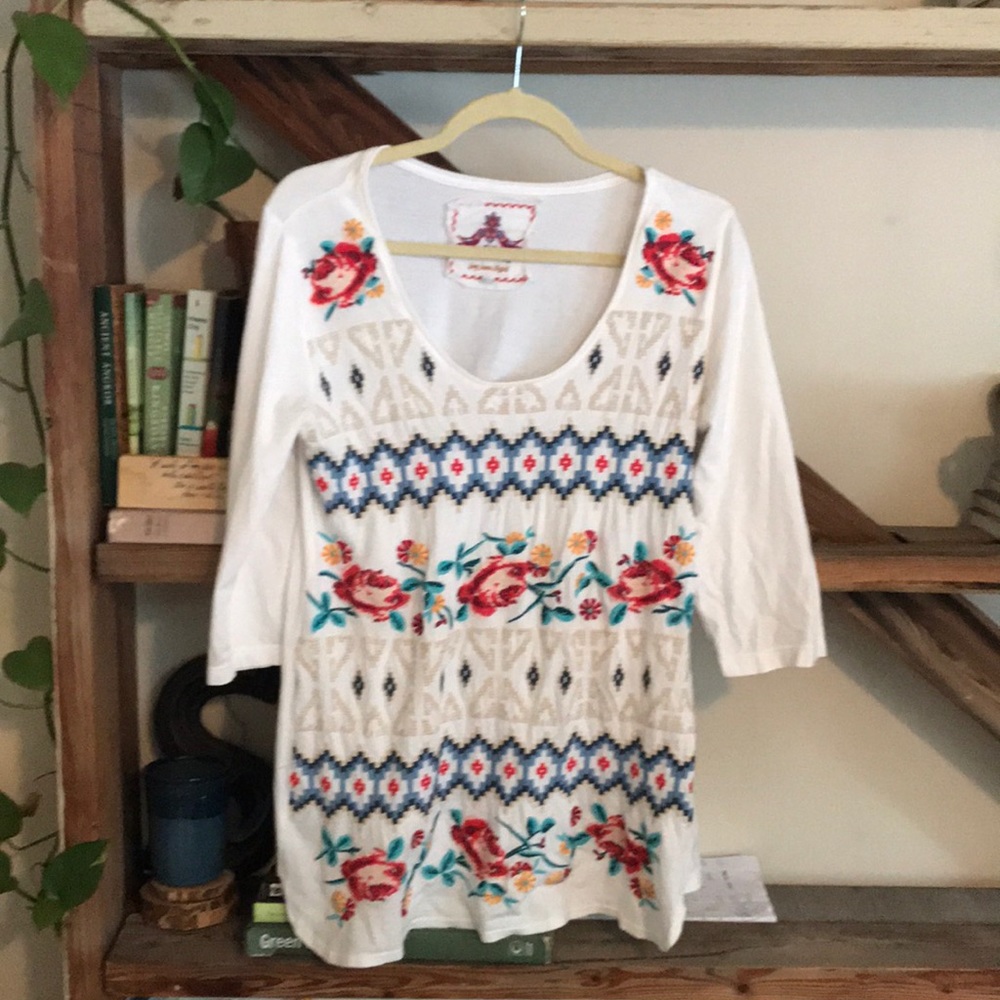 JOHNNY WAS cotton crop sleeve tunic